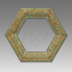 QUADRO LATÃO DECORAÇÃO HEXAGONAL VERDE, 40 x 40 cm