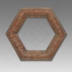 QUADRO LATÃO DECORAÇÃO HEXAGONAL VERMELHO, 40 x 40 cm